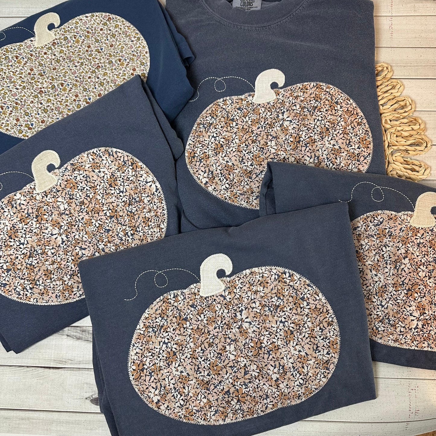 Fall Pumpkin Appliqué Shirt — Comfort Colors Tee, Autumn Graphic T-Shirt