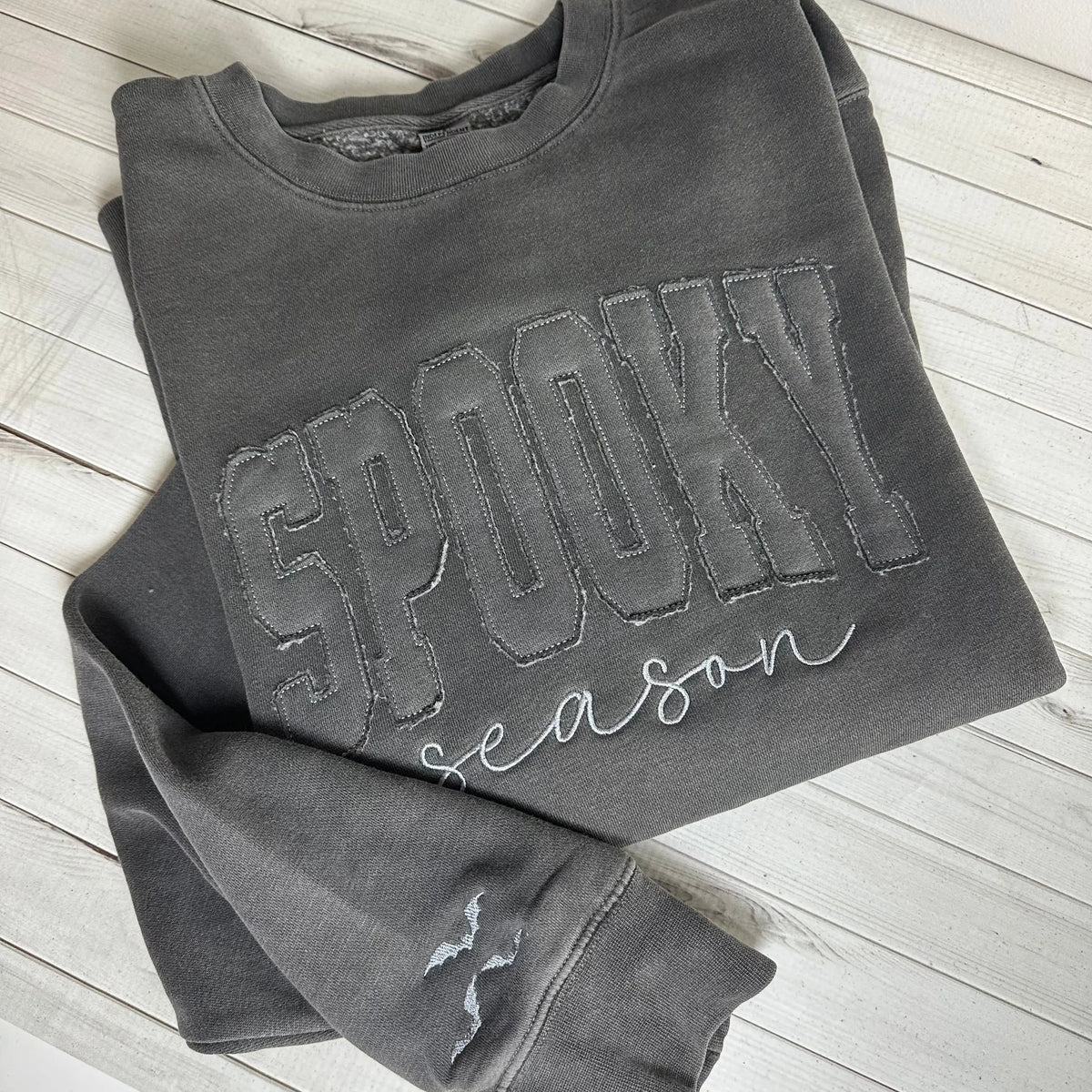 SPOOKY Season Appliqué Sweatshirt - Independent Trading Co Pigment Dyed
