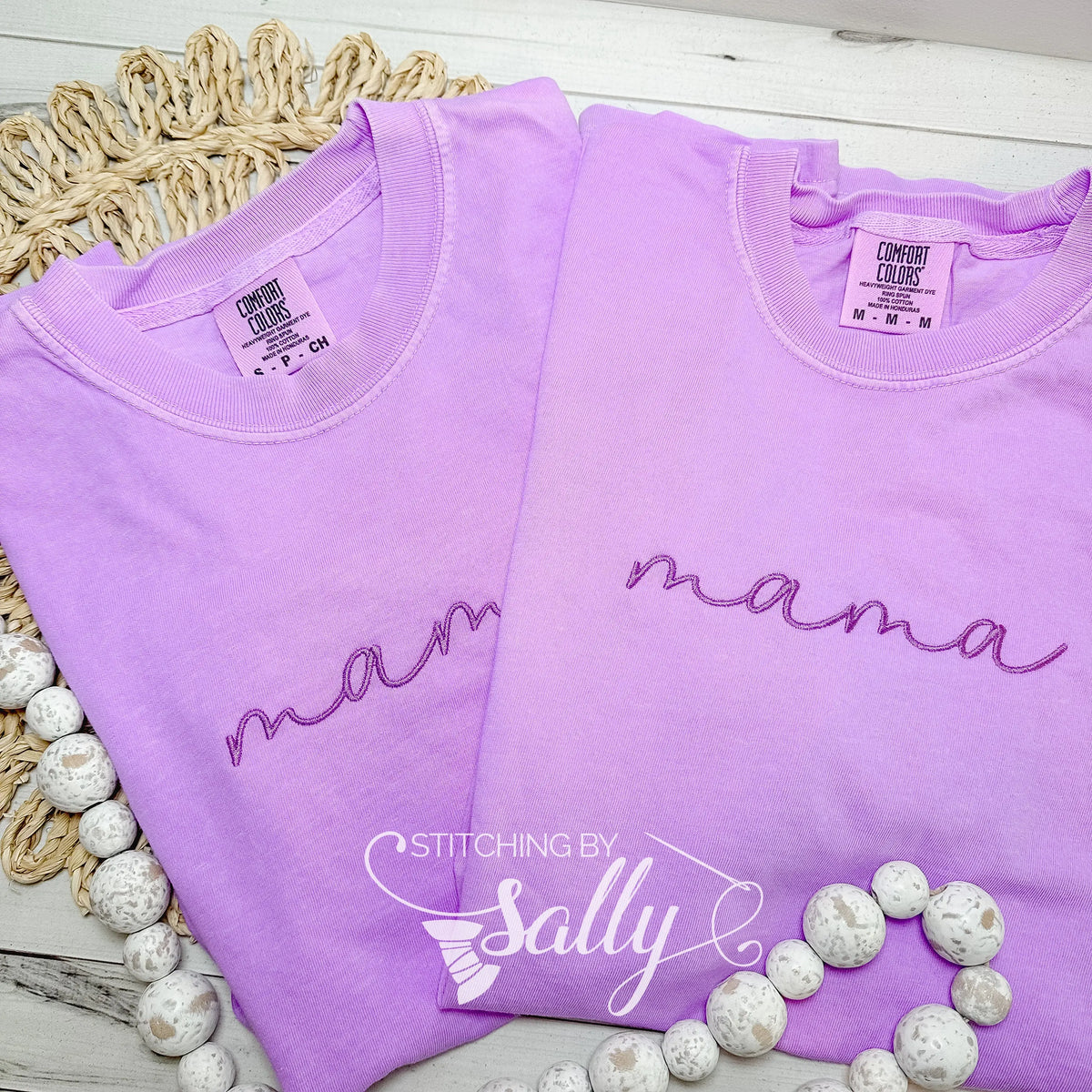 Mama Embroidered Comfort Colors Shirt - Simple, Cursive mama Shirt