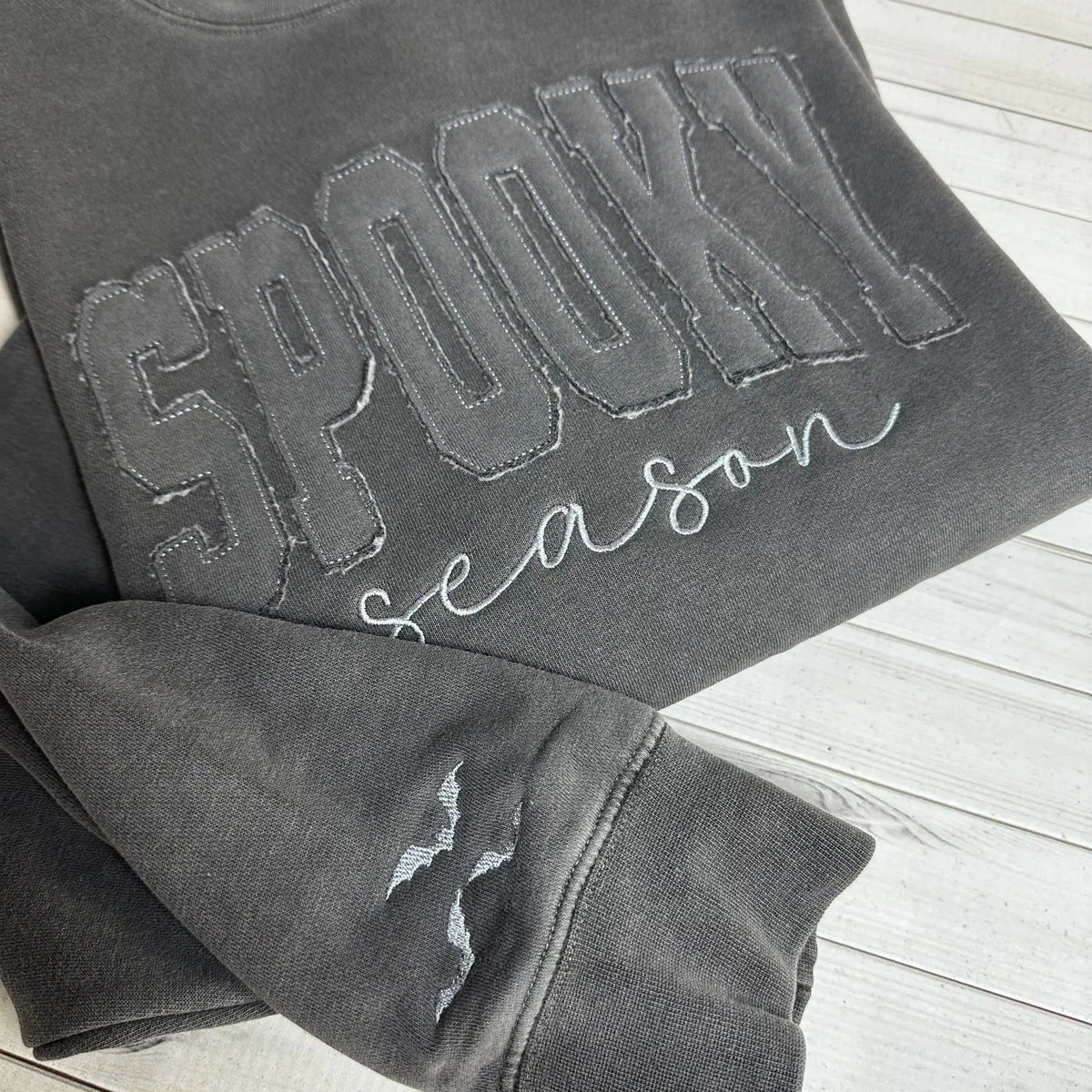 SPOOKY Season Appliqué Sweatshirt - Independent Trading Co Pigment Dyed