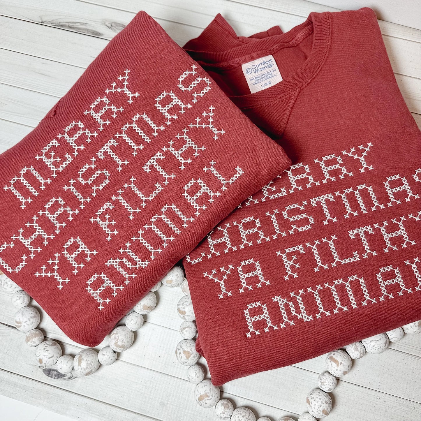 Merry Christmas Ya Filthy Animal Embroidered Sweatshirt