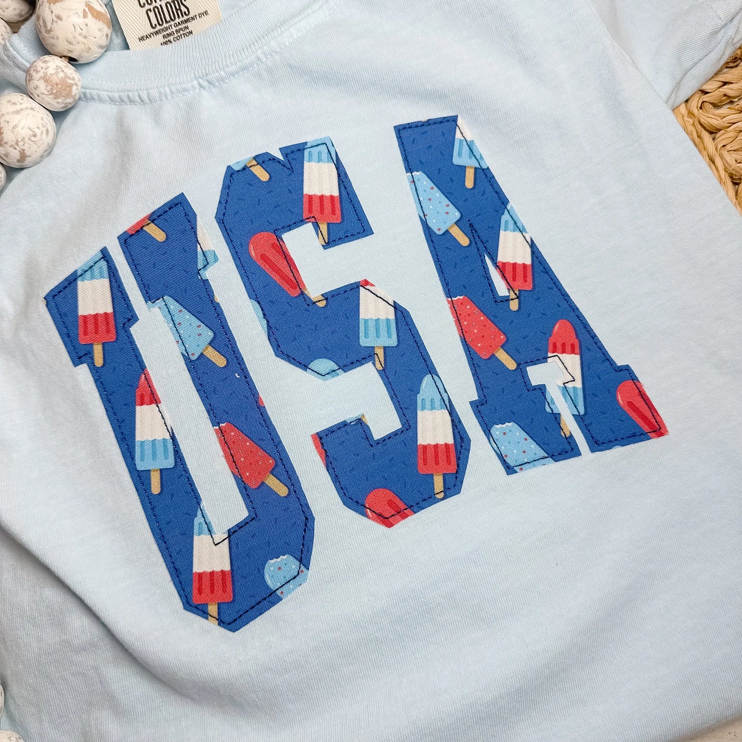 USA Appliqué Shirt – Youth Boys Patriotic Popsicle Tee
