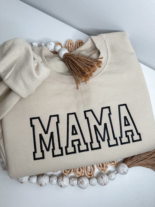 Neutral Mama Sweatshirt | Sand Embroidered Mama Crewneck