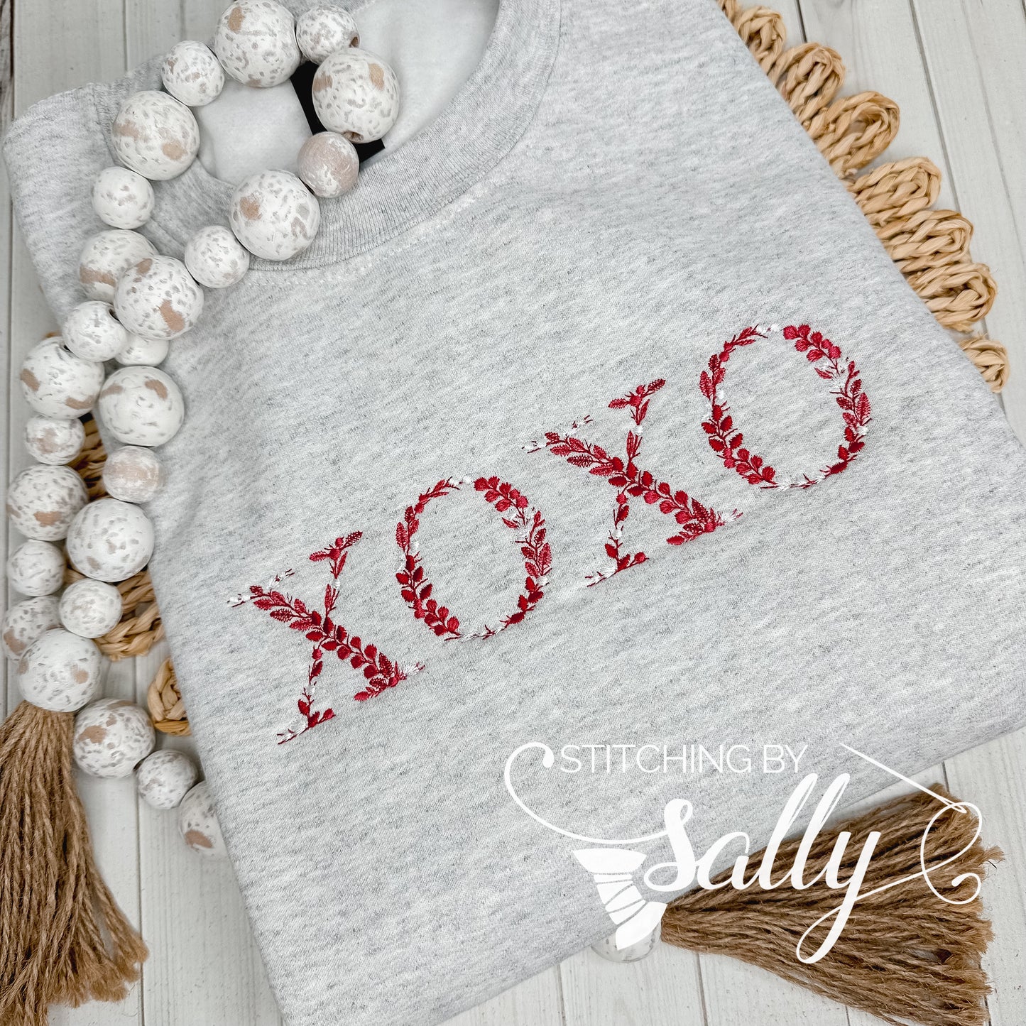XOXO Embroidered Sweatshirt, Valentine Crewneck