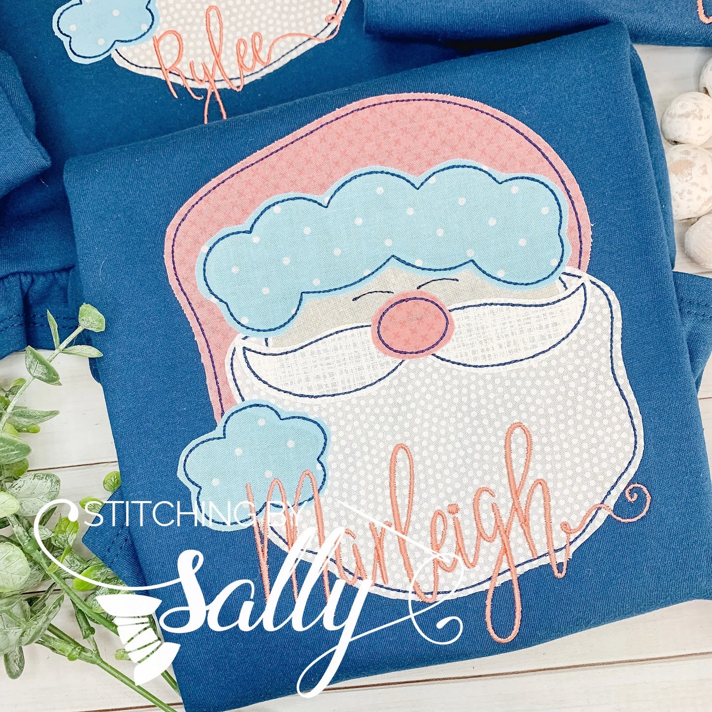 Navy shirt with santa applique