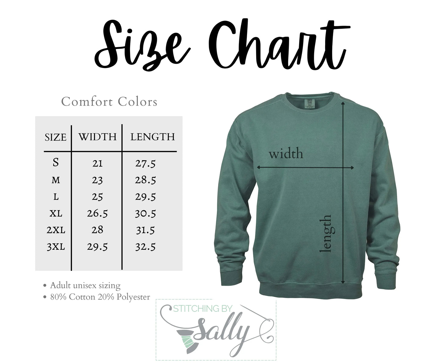 Comfort Colors size chart