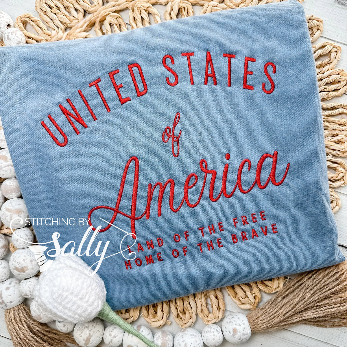 “Land of the Free” Embroidered Comfort Colors Shirt