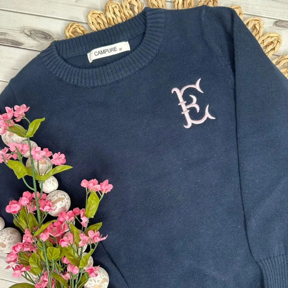 Toddler Monogrammed Campure Sweater – Lightweight Sweater, Classic Monogram