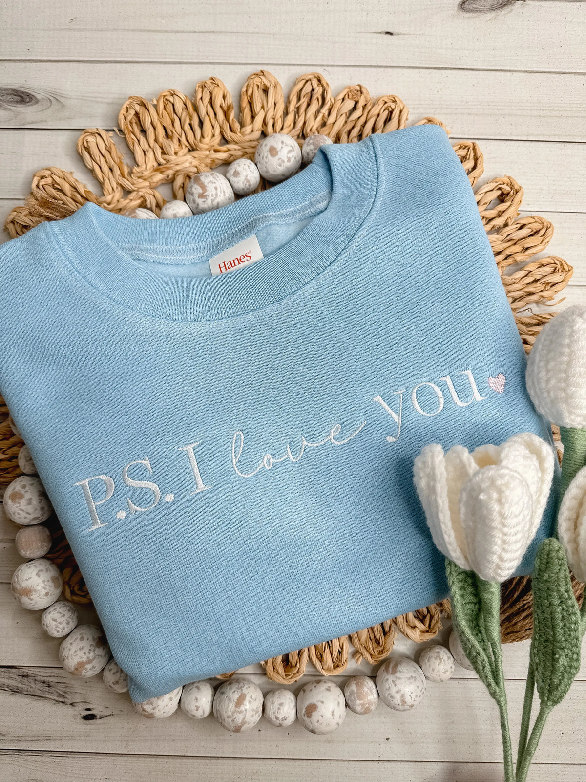 P.S. I Love You Embroidered Sweatshirt – Valentine’s Crewneck Gift