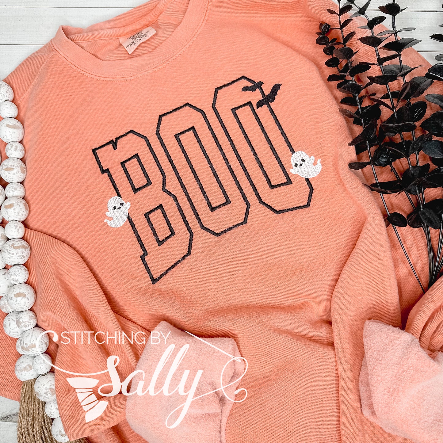 BOO Embroidered Sweatshirt – Terracotta Comfort Colors Halloween Crew