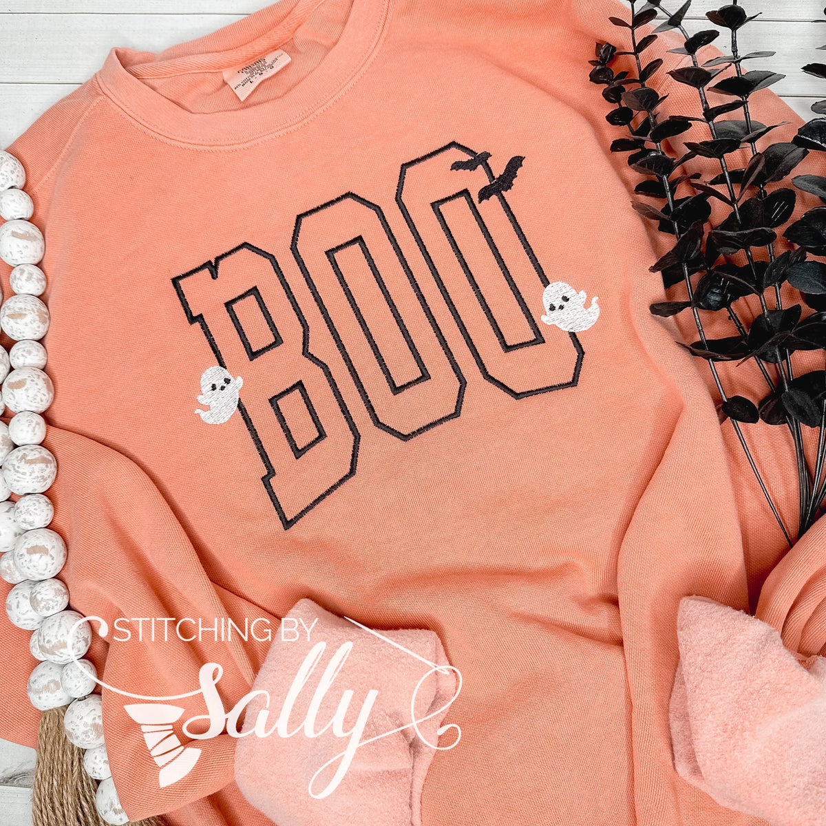 BOO Embroidered Sweatshirt – Terracotta Comfort Colors Halloween Crew