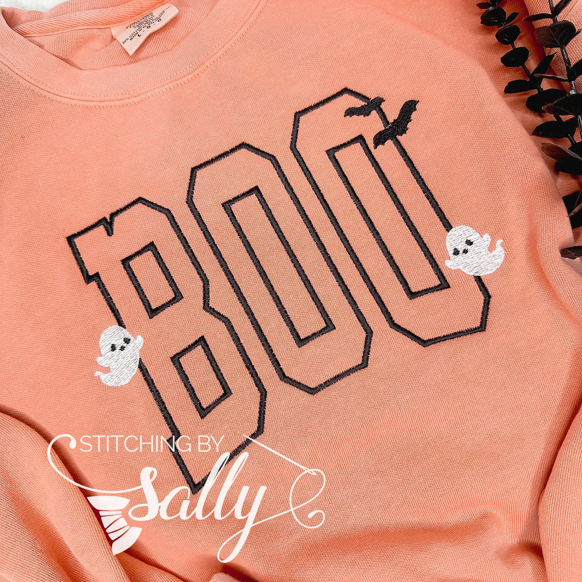 BOO Embroidered Sweatshirt – Terracotta Comfort Colors Halloween Crew