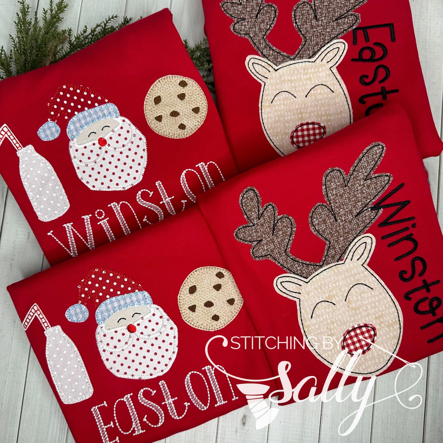 Milk and Cookies with Santa Appliqué Shirt – Unisex Kids Christmas Shirt