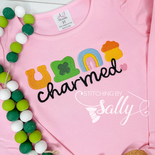 Pink Lucky Charm Icons Toddler Shirt – “Charmed” Embroidered