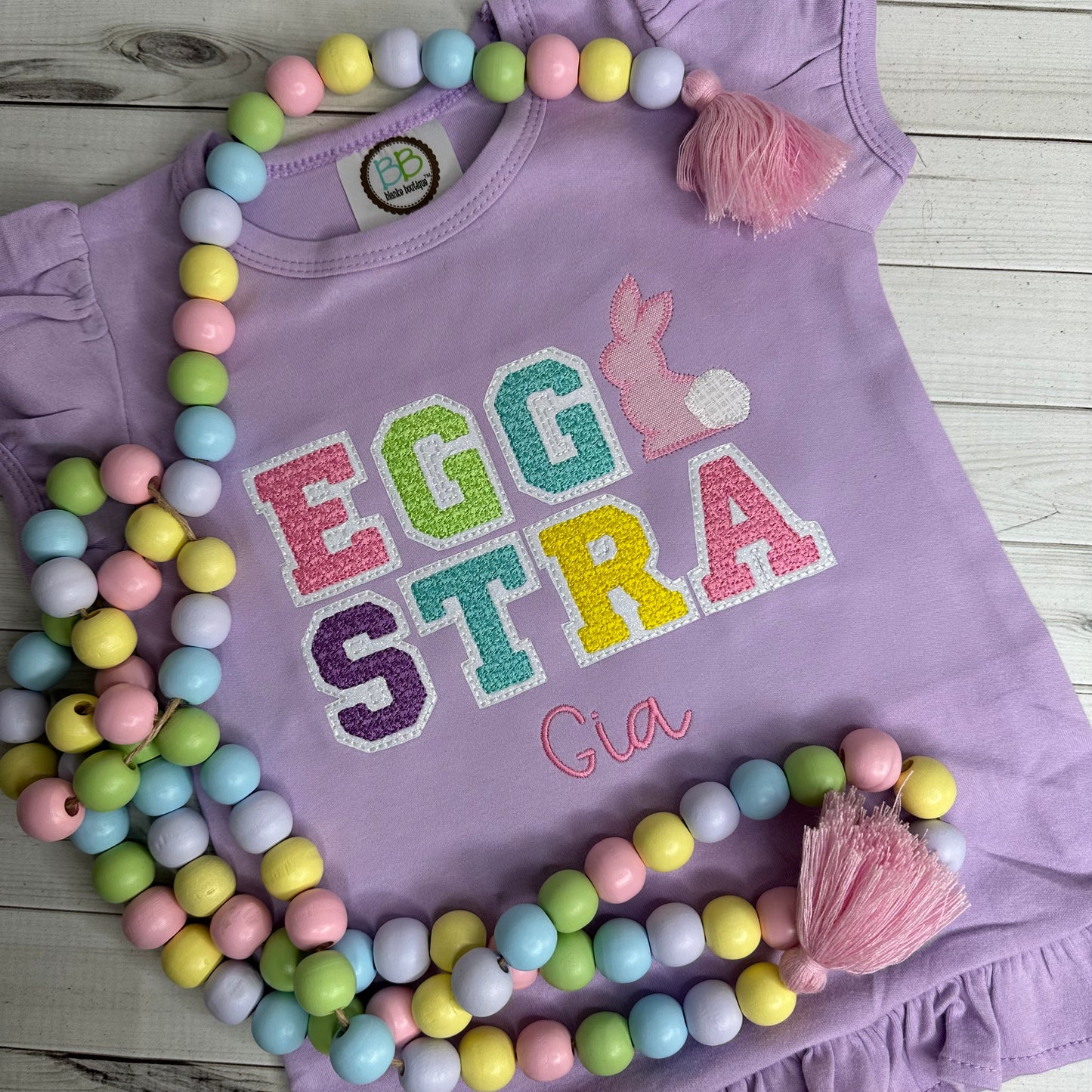 Sparkly EGGstra Glitter Applique Shirt for Girls