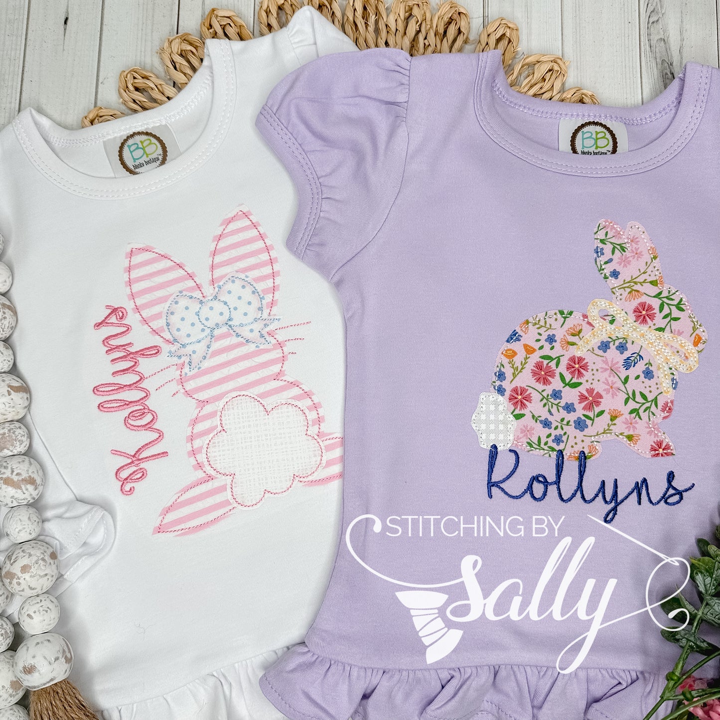 Floral Bunny Applique Shirt for Girls