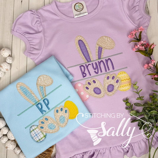 Personalized Girls Bunny Applique Shirt