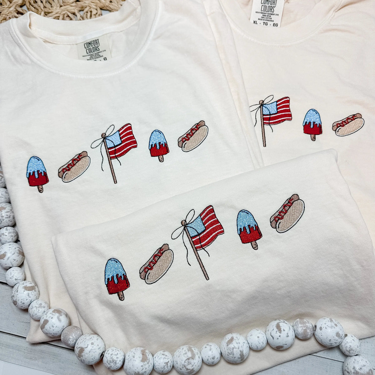 Patriotic Icons Embroidered Shirt – Ivory Comfort Colors