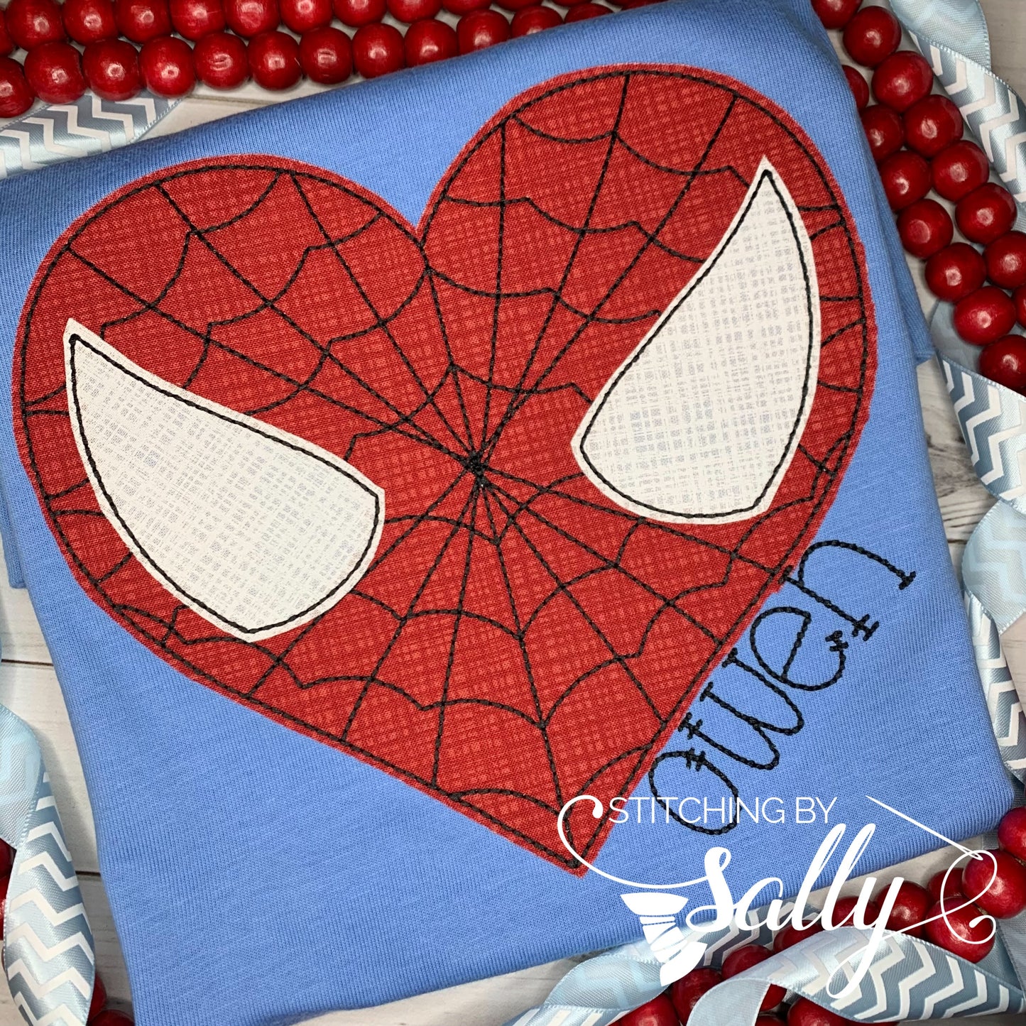 Blue Spider Heart Applique Shirt - Toddler boy Valentines Day