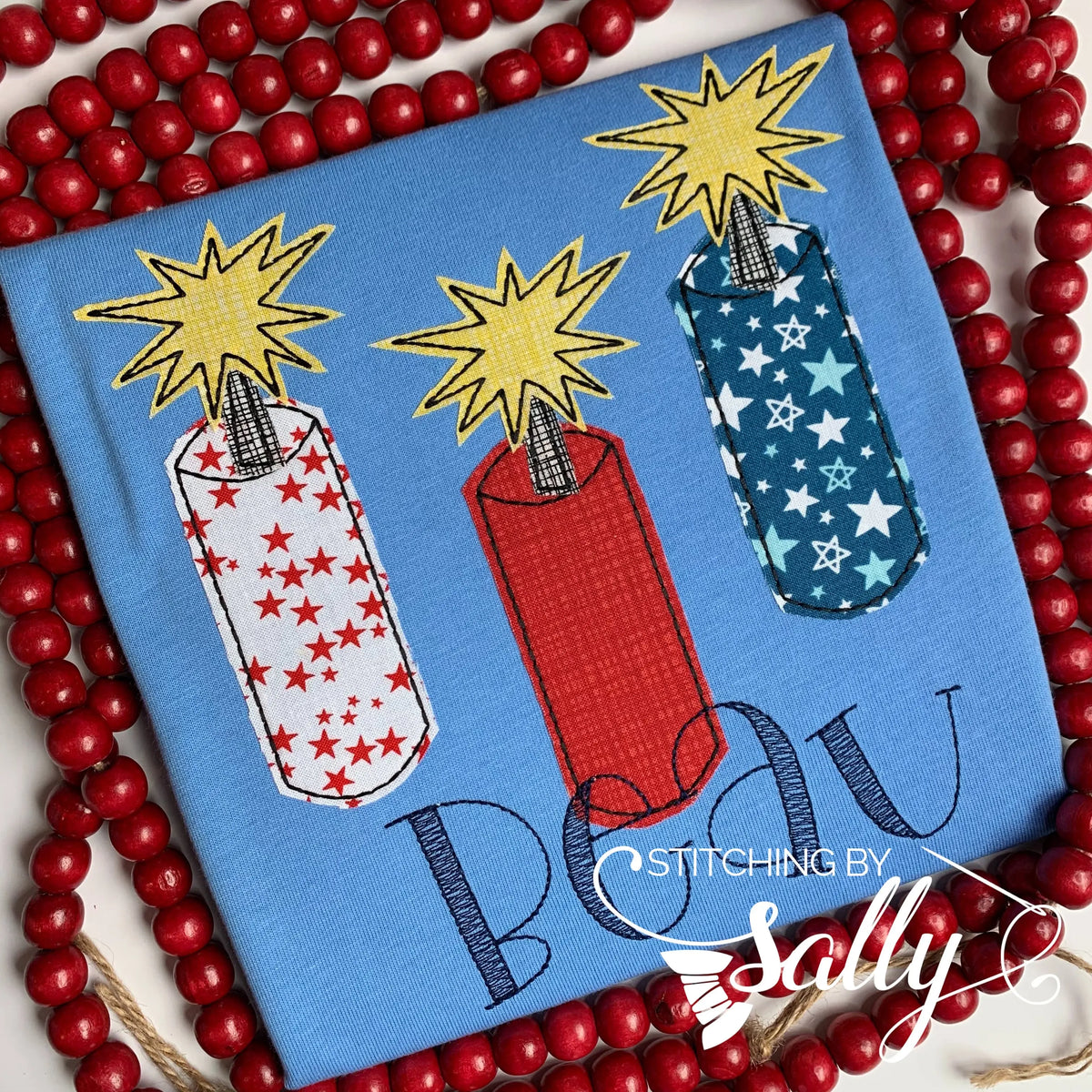 Boys Fireworks Appliqué Shirt – Custom Patriotic Shirt for 4th of July