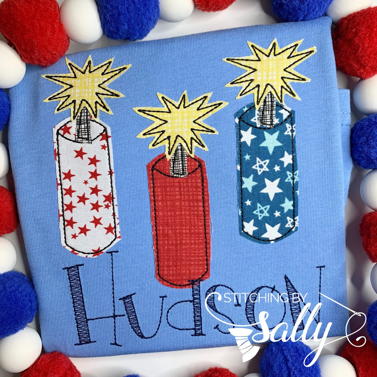 Boys Fireworks Appliqué Shirt – Custom Patriotic Shirt for 4th of July
