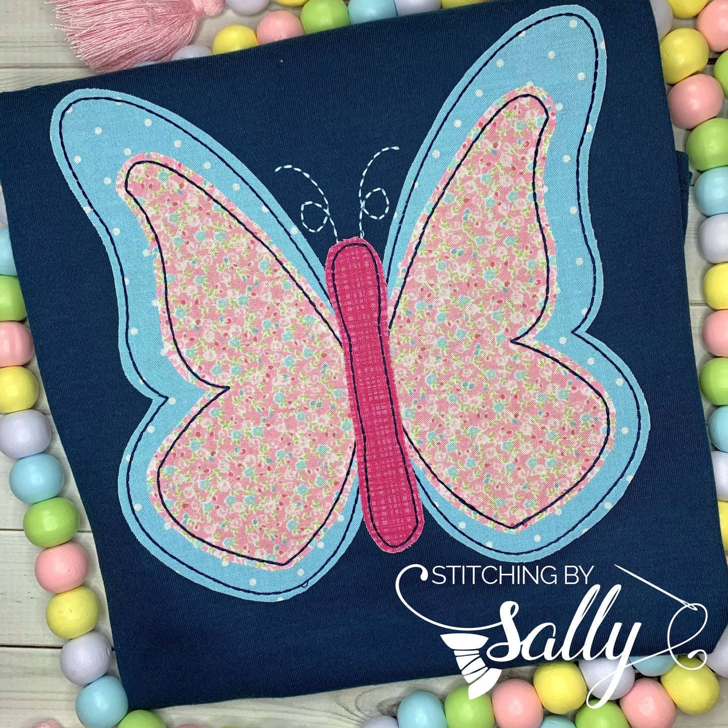 Girls Butterfly Applique Shirt, Personalized Shirt