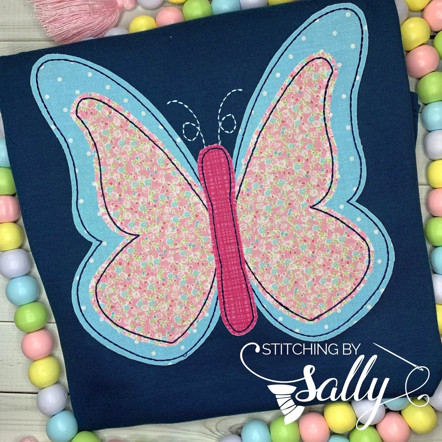 Girls Butterfly Applique Shirt, Personalized Shirt
