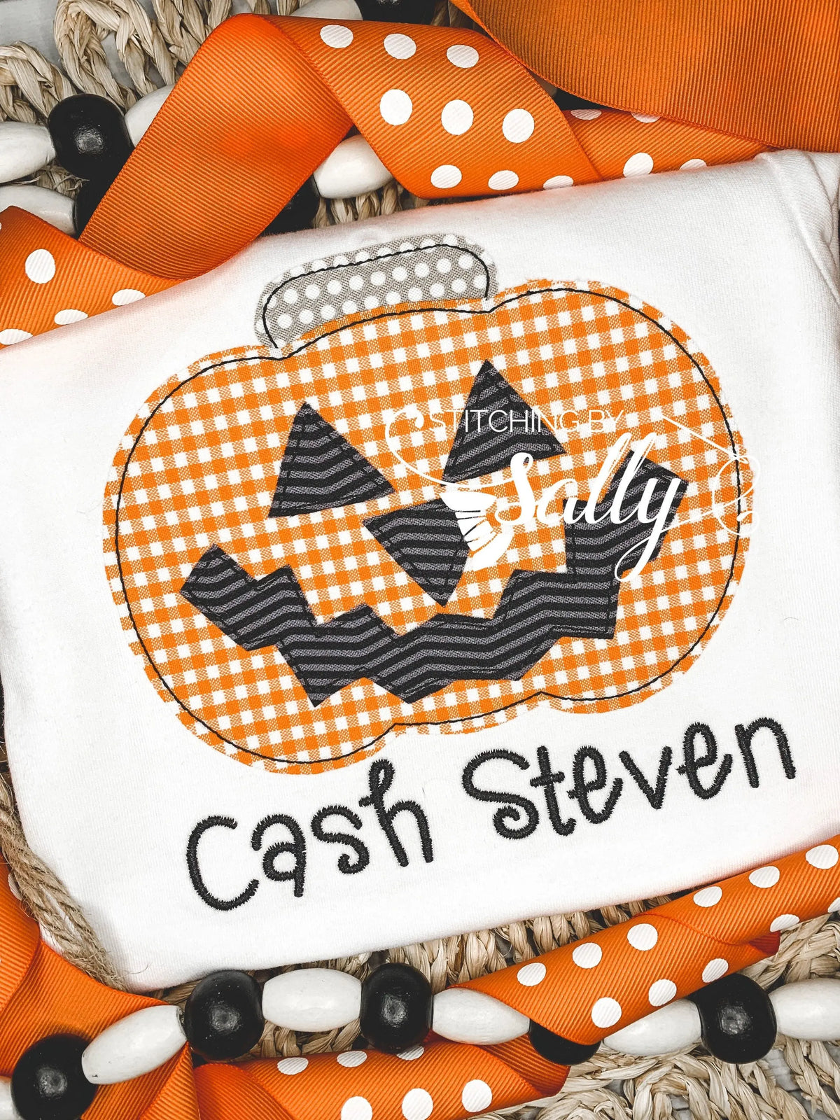 Boys Jack o Lantern Pumpkin Appliqué Shirt
