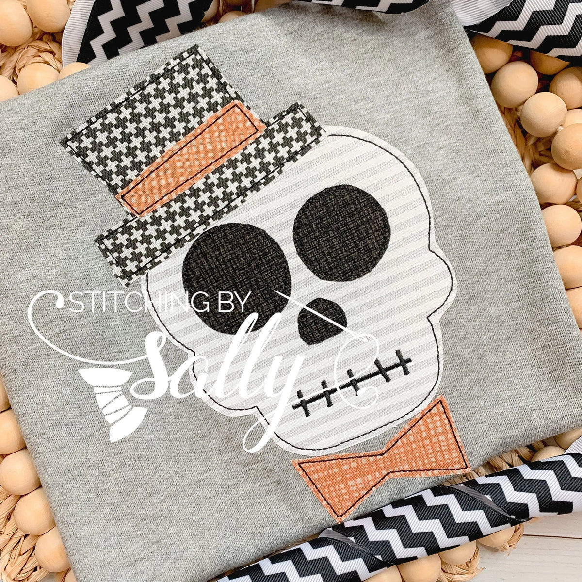 Skull Skeleton Appliqué Shirt