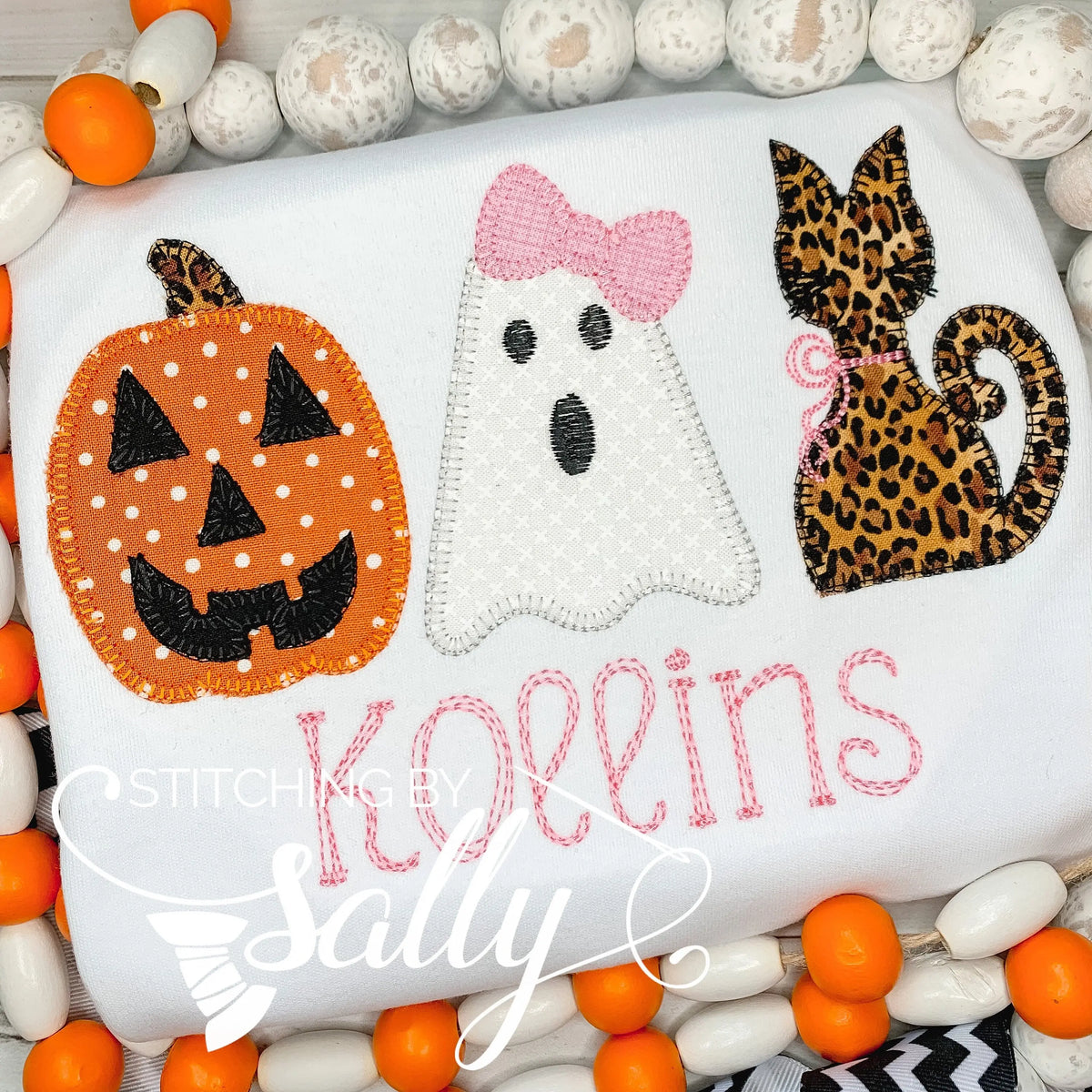 Girls Spooky Trio Halloween Applique Shirt