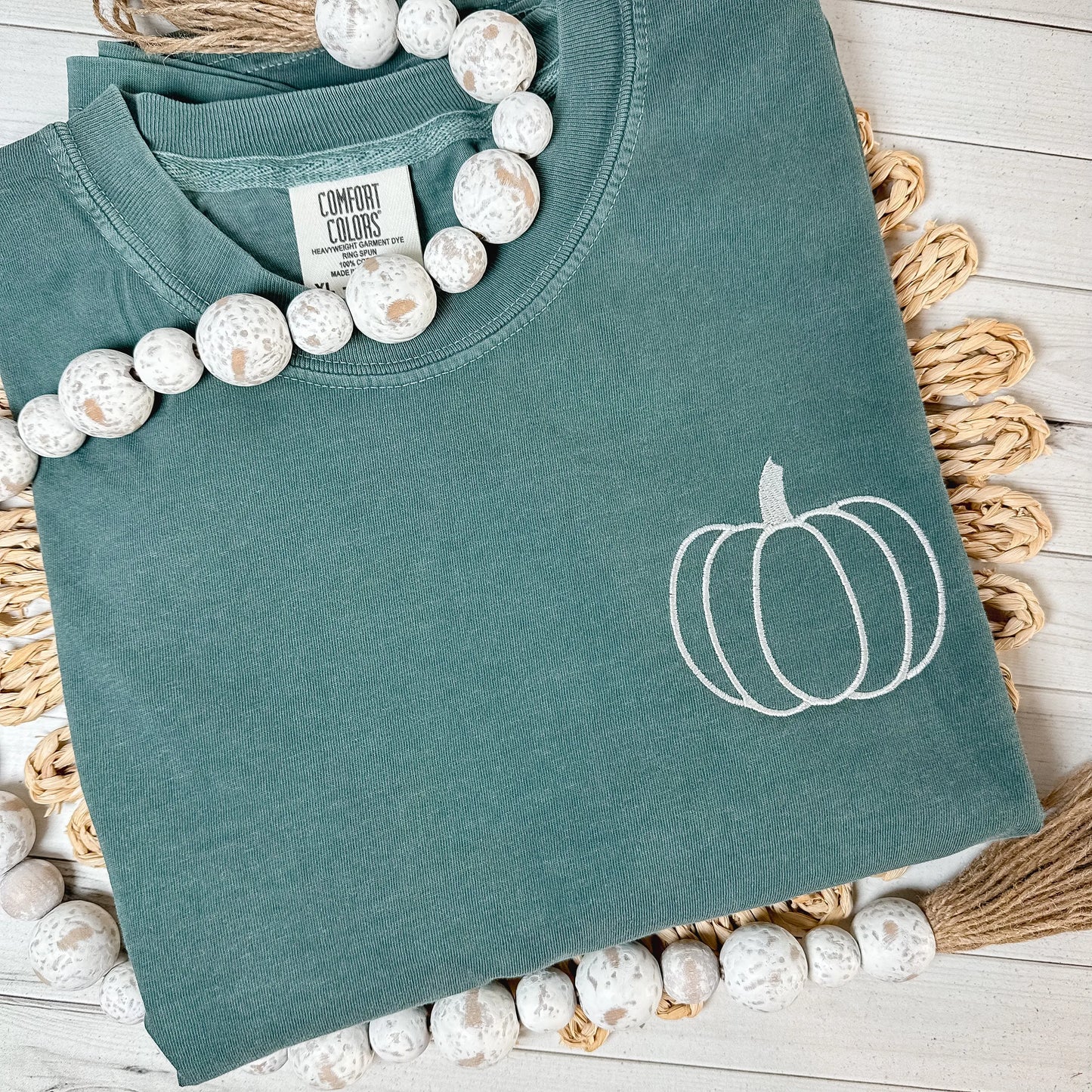 Simple Fall Pumpkin Embroidered Shirt – Minimalist Autumn T-Shirt