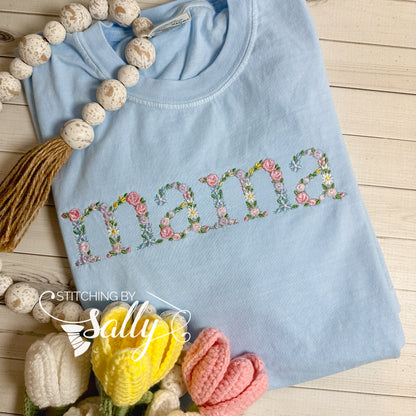 Mama Embroidered Floral Shirt