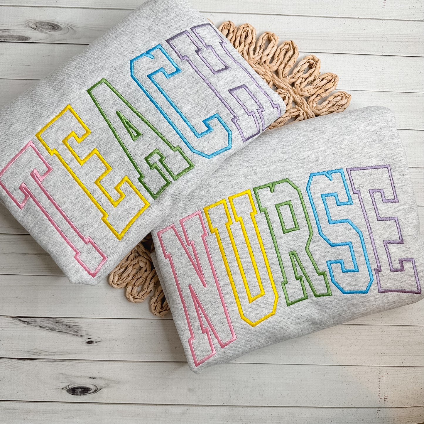 NURSE Embroidered Varsity Crewneck Sweatshirt - Nurse Appreciation