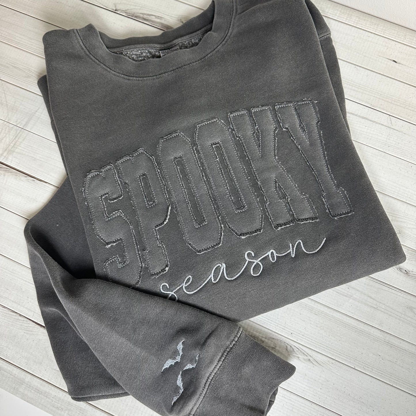 SPOOKY Season Appliqué Sweatshirt - Independent Trading Co Pigment Dyed