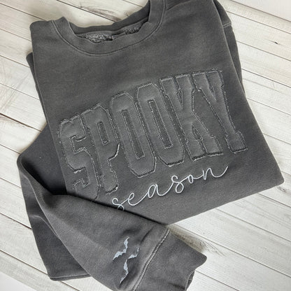 SPOOKY Season Appliqué Sweatshirt - Independent Trading Co Pigment Dyed