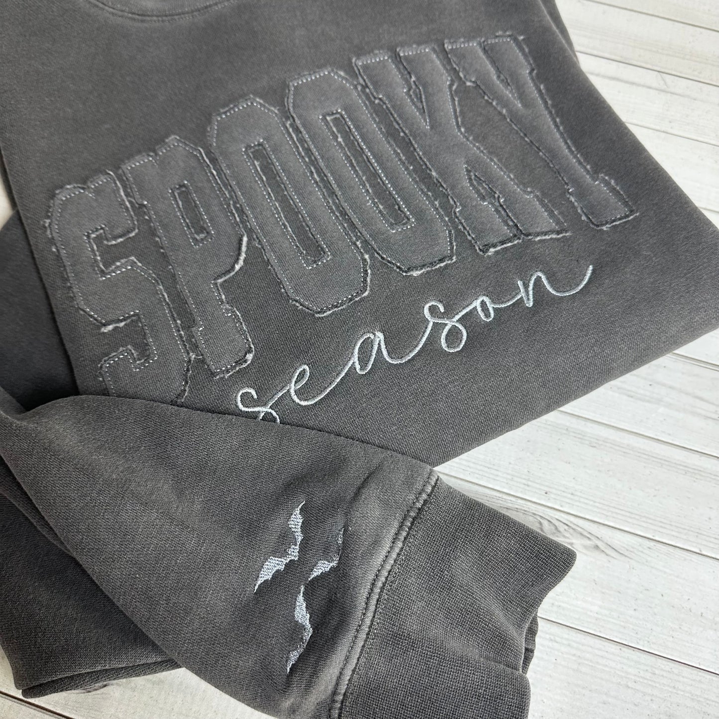 SPOOKY Season Appliqué Sweatshirt - Independent Trading Co Pigment Dyed