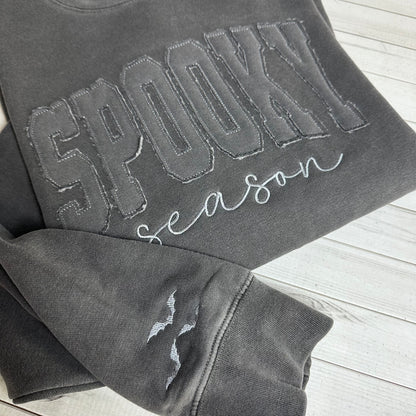 SPOOKY Season Appliqué Sweatshirt - Independent Trading Co Pigment Dyed