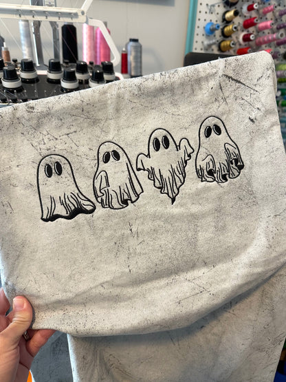 Ghosts Embroidered Halloween Tee Shirt
