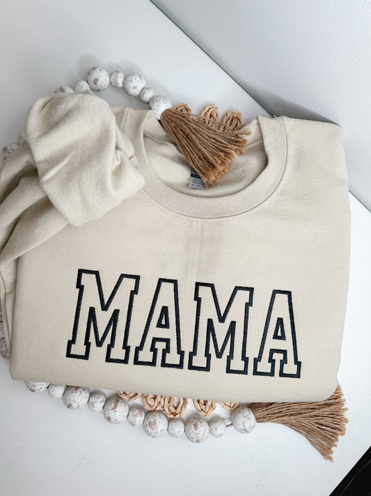 Neutral Mama Sweatshirt | Sand Embroidered Mama Crewneck