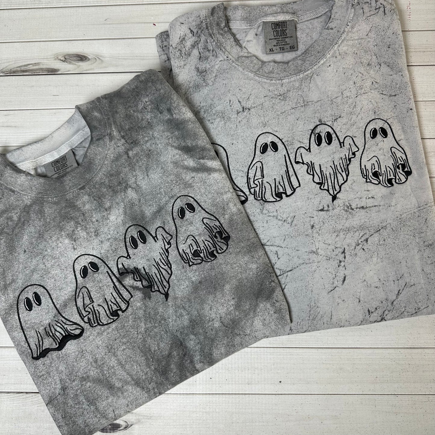 Ghosts Embroidered Halloween Tee Shirt