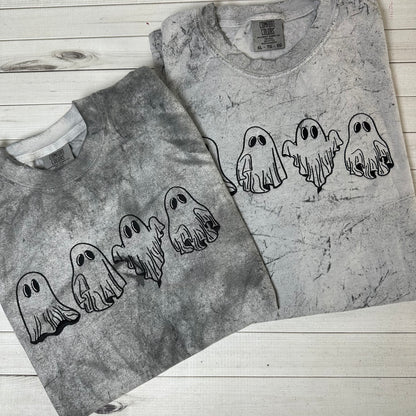 Ghosts Embroidered Halloween Tee Shirt