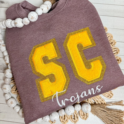 Custom Varsity Style School Sweatshirt – Faux Chenille Appliqué 