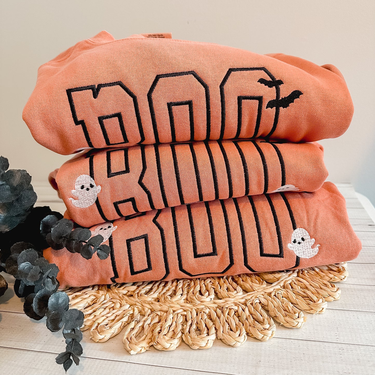 BOO Embroidered Sweatshirt – Terracotta Comfort Colors Halloween Crew