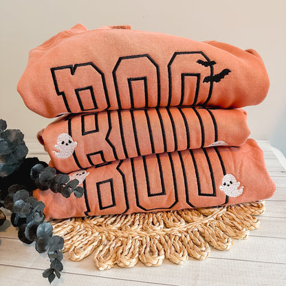 BOO Embroidered Sweatshirt – Terracotta Comfort Colors Halloween Crew