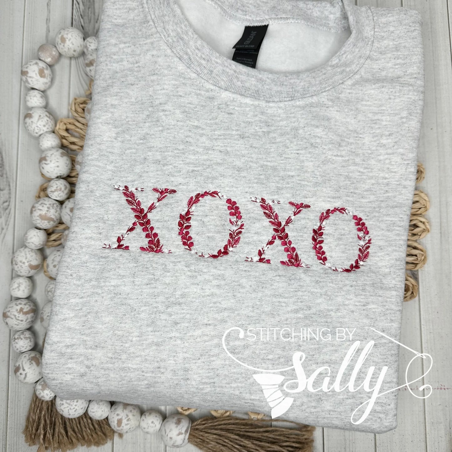 Floral XOXO Embroidered Valentine Sweatshirt 