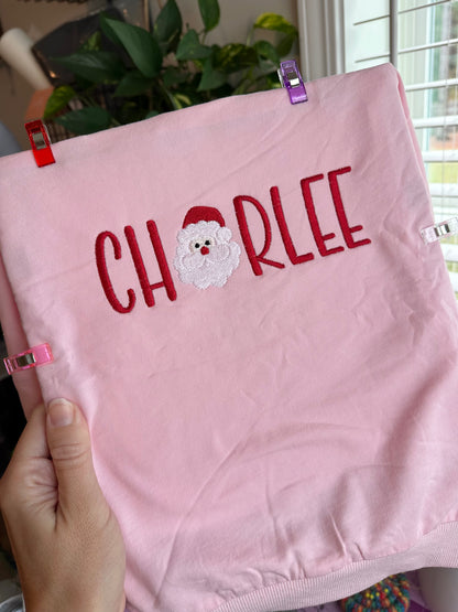 Personalized Santa Embroidered Toddler Sweatshirt – Custom Christmas Name Shirt for Boys or Girls 