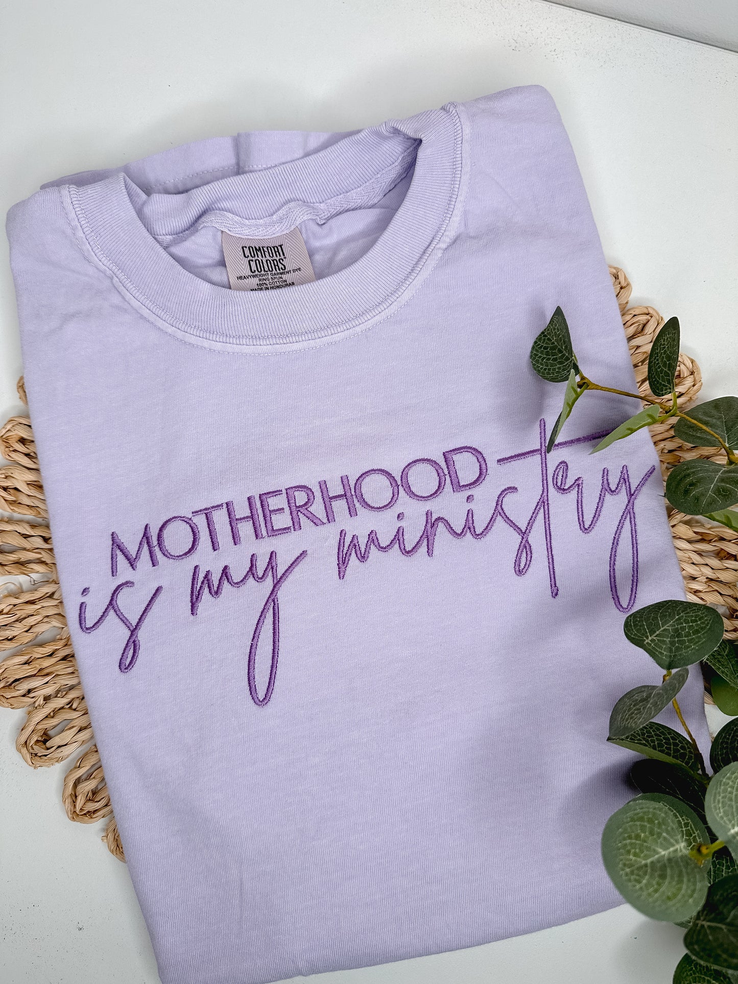 Motherhood Is My Ministry Embroidered Shirt | Faith Based Apparel