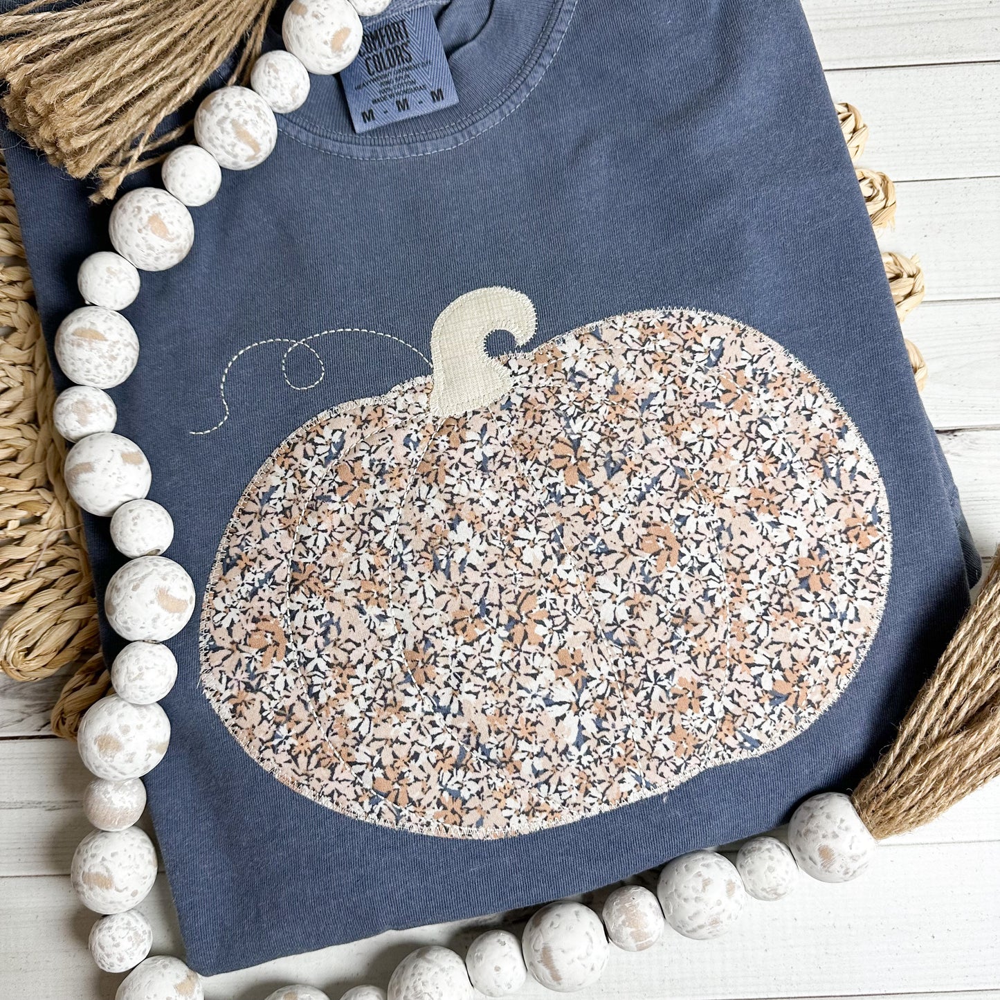 Fall Pumpkin Appliqué Shirt — Comfort Colors Tee, Autumn Graphic T-Shirt