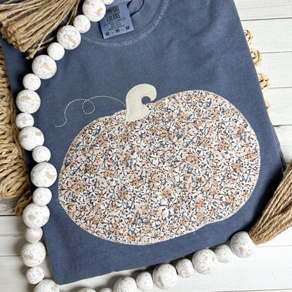 Fall Pumpkin Appliqué Shirt — Comfort Colors Tee, Autumn Graphic T-Shirt