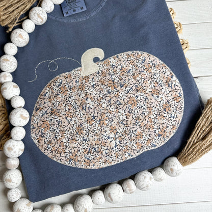 Fall Pumpkin Appliqué Shirt — Comfort Colors Tee, Autumn Graphic T-Shirt